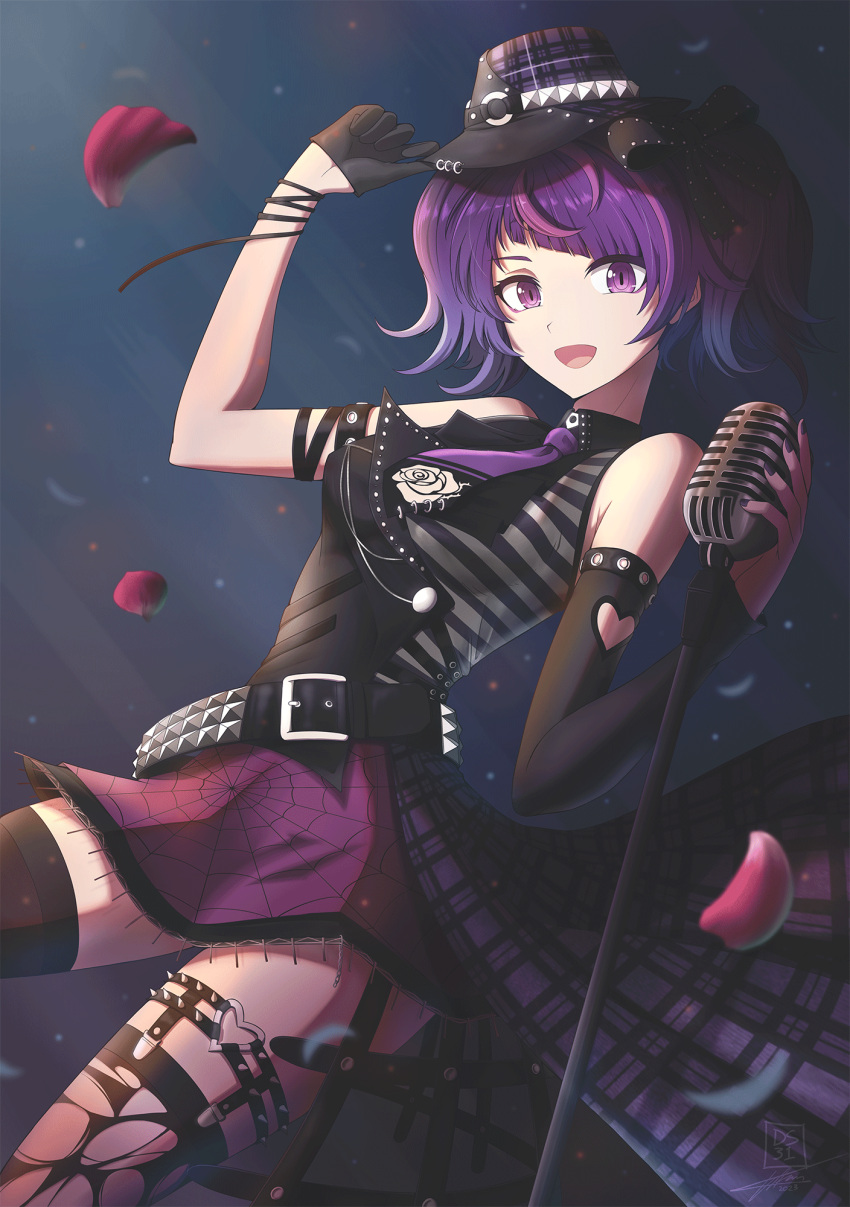 1girl, belt, black_gloves, bow, breasts, darkstar31, fingernails, gloves