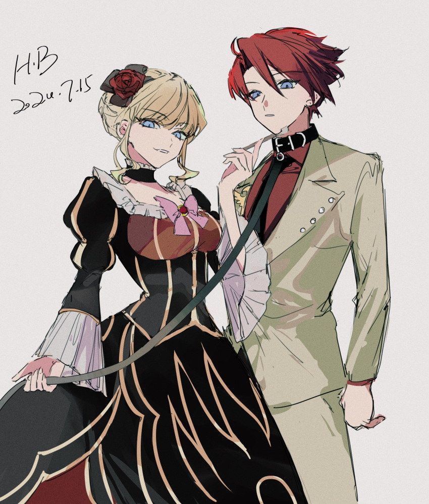 absurdres, bdsm, beatrice_(umineko), black_dress, blonde_hair, bow, bowtie, dated