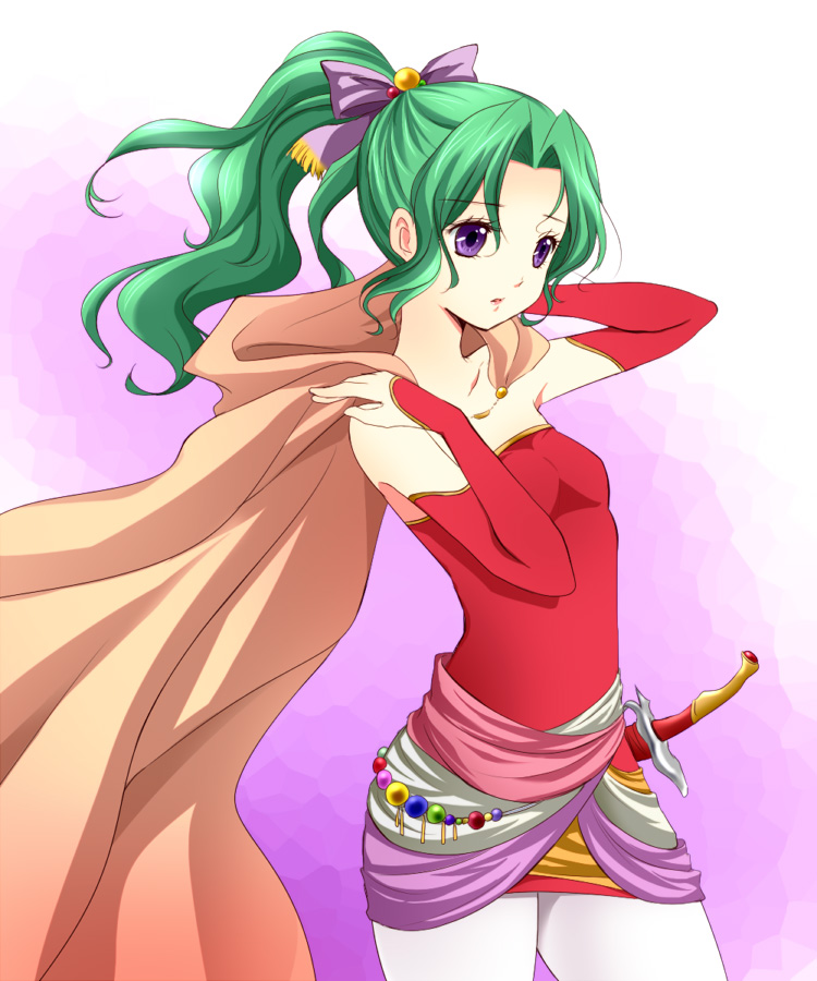 final_fantasy, final_fantasy_vi, green_hair, hair_ribbon, pantyhose, ponytail, ribbon, sen_(novice)