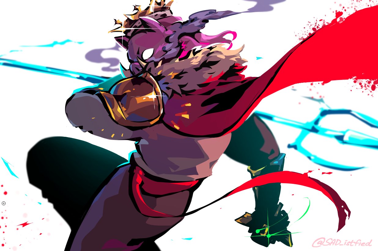 1boy, animal_ears, armor, cape, crown, dream_smp, fake_animal_ears, from_side