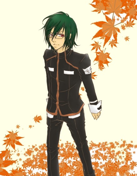 aoba_koyo, glasses, green_hair, katekyo_hitman_reborn, leaves, school_uniform