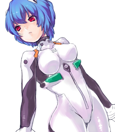 bad_id, blue_hair, bodysuit, lowres, neon_genesis_evangelion, plugsuit, red_eyes, rocb
