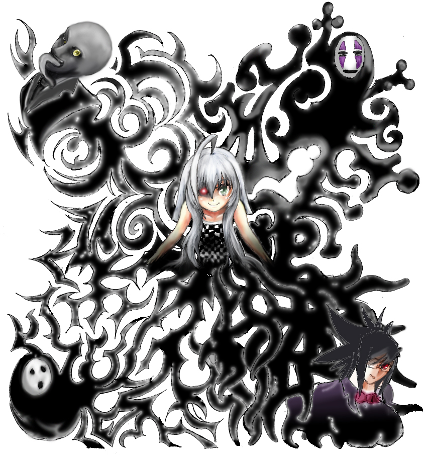 ahoge, demonbane, haiyore!_nyaruko-san, lovecraft, nya_(demonbane), nyarlathotep, nyaruko, red_eye