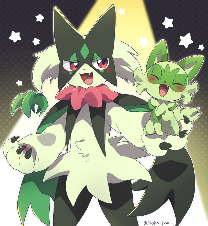 artist_name, black_fur, blush, cape, claws, closed_eyes, fang, furry