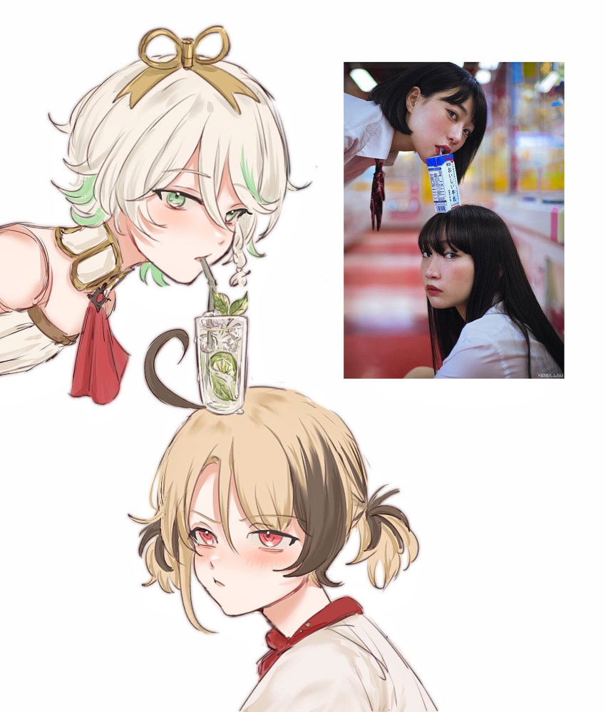 :/, ahoge, ascot, blush, braid, brown_hair, cecilia_immergreen, closed_mouth