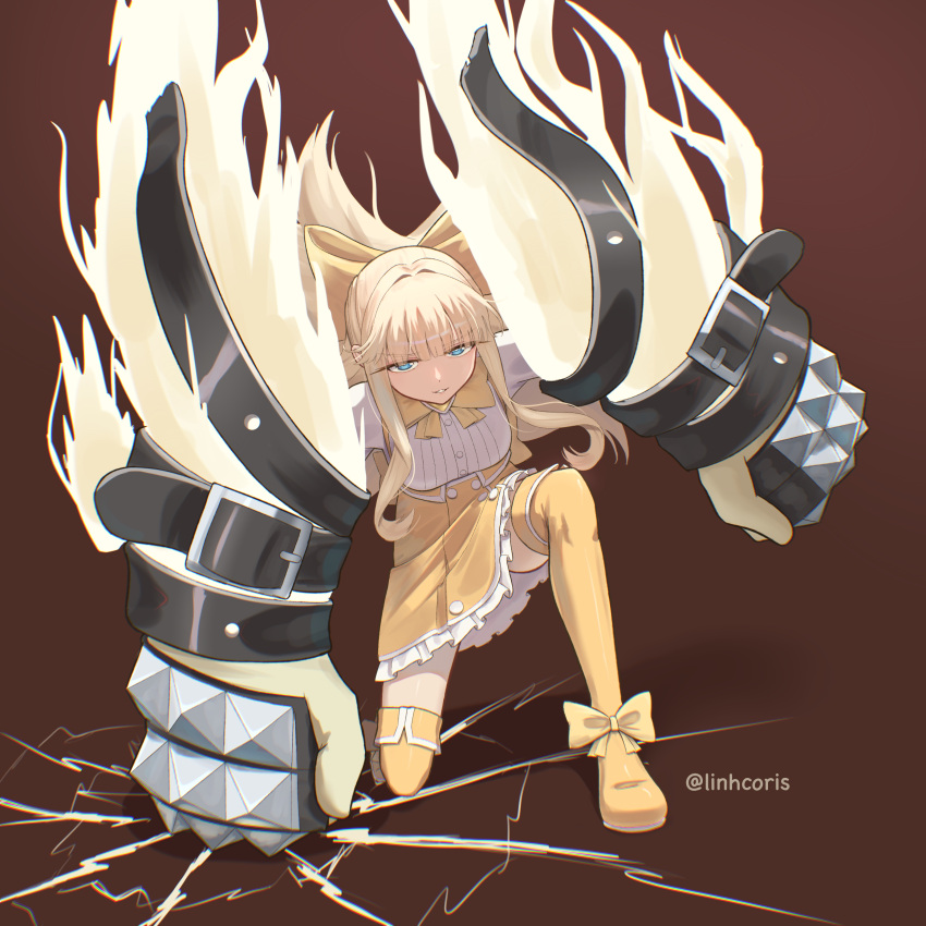 1girl, :3, absurdres, ankle_bow, arm_belt, belt, belt_buckle, black_belt