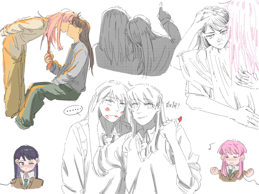 ..., 2girls, bang_dream!, bang_dream!_it's_mygo!!!!!, blush, brown_hair, chihaya_anon, chinese_commentary