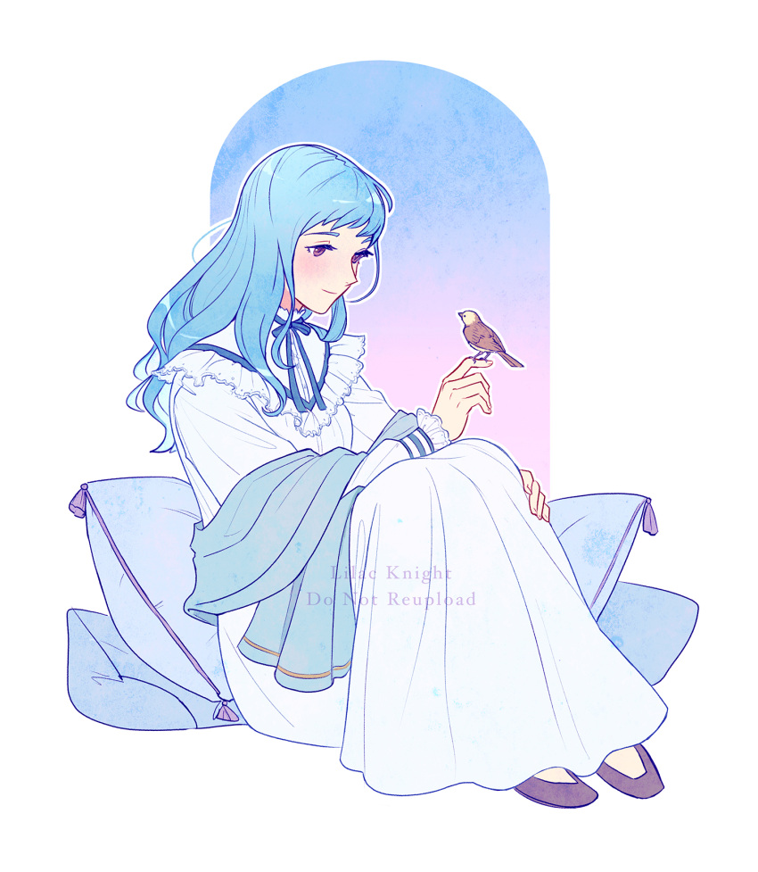 1girl, alternate_costume, bird, bird_on_hand, closed_mouth, commentary, dress, english_commentary