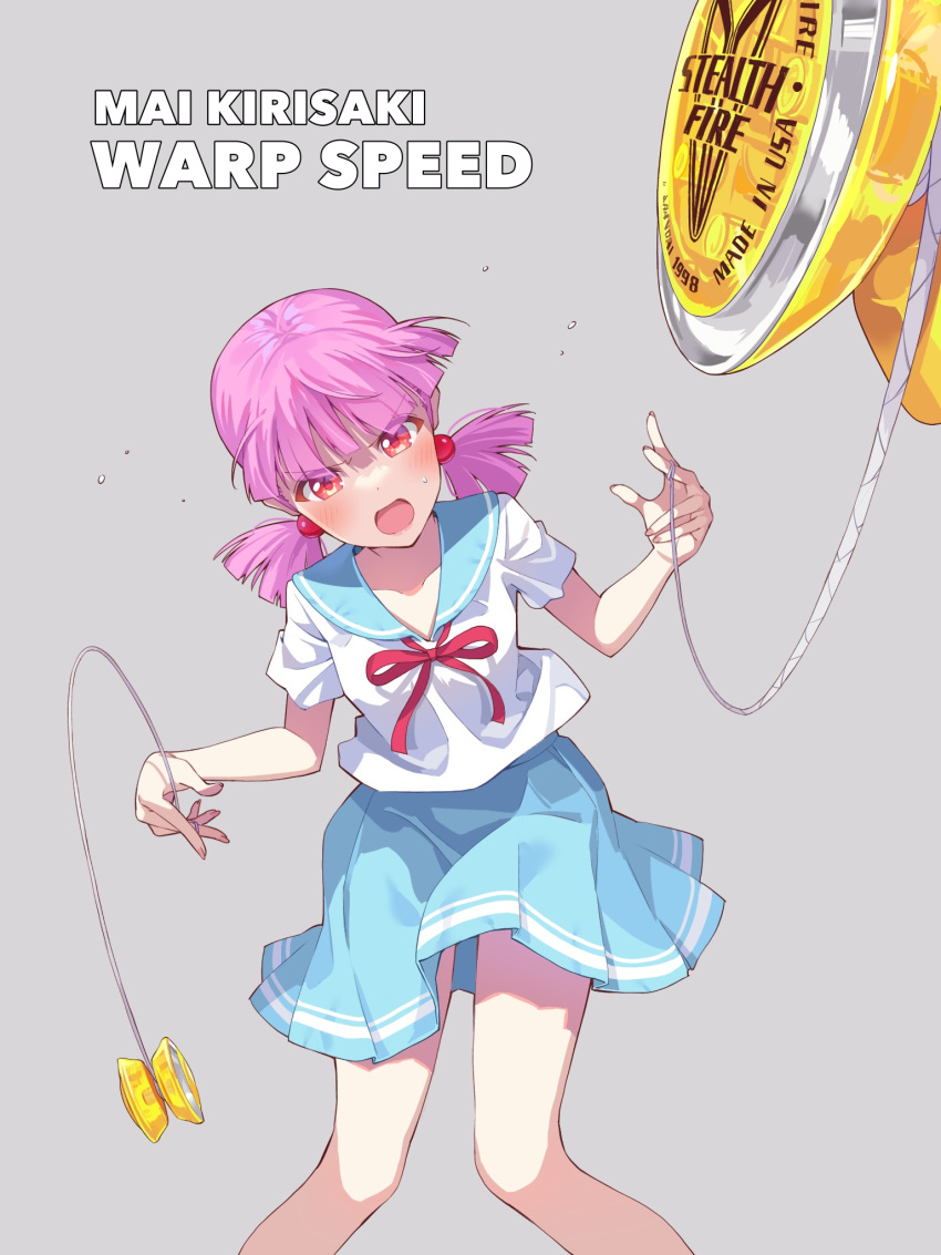 1girl, character_name, chousoku_spinner, dual_wielding, frown, hair_bobbles, hair_ornament, highres