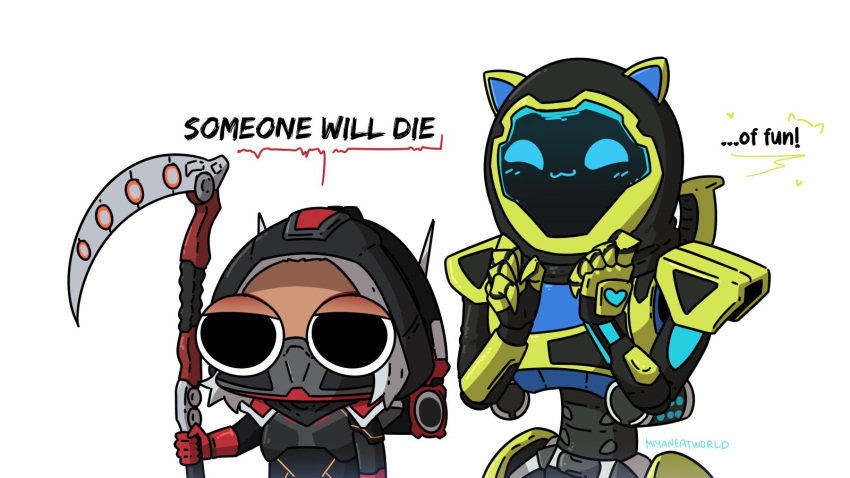 :3, apex_legends, artist_name, black_bodysuit, black_eyes, bodysuit, cartoonized, chibi