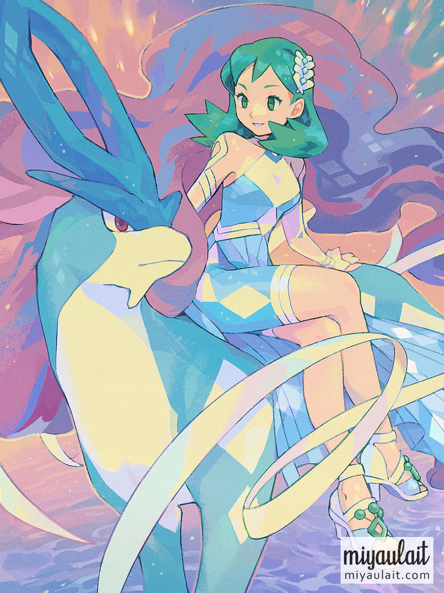 1girl, analogous_colors, artist_name, blue_cape, breasts, cape, commentary, crossed_legs