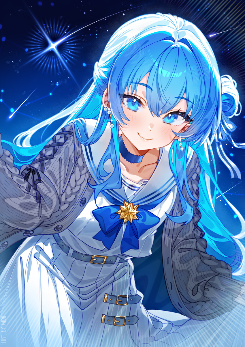 1girl, absurdres, aran, belt, bow, bowtie, by_mirin, choker
