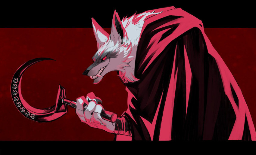 1boy, 88_(h_rock_88), black_cloak, cloak, colored_sclera, death_(puss_in_boots), evil_smile, fingernails