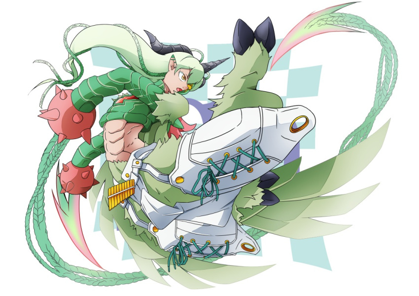1boy, aegiochusmon_green, armor, body_fur, commentary_request, digimon, digimon_(creature), full_body