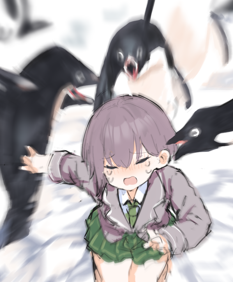 1girl, animal, attack, bang_dream!, bang_dream!_it's_mygo!!!!!, bird, blazer, closed_eyes