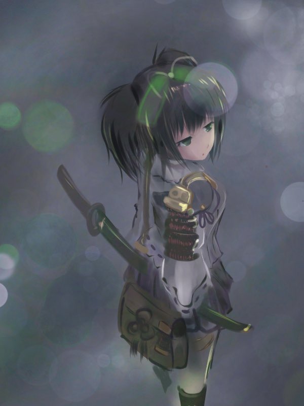 1girl, armor, bag, black_hair, bow, commentary_request, dim_lighting, from_above