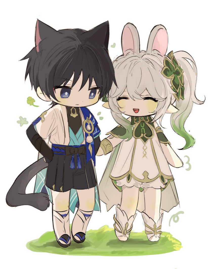 1boy, 1girl, absurdres, animal_ears, armlet, armor, belt, black_bodysuit