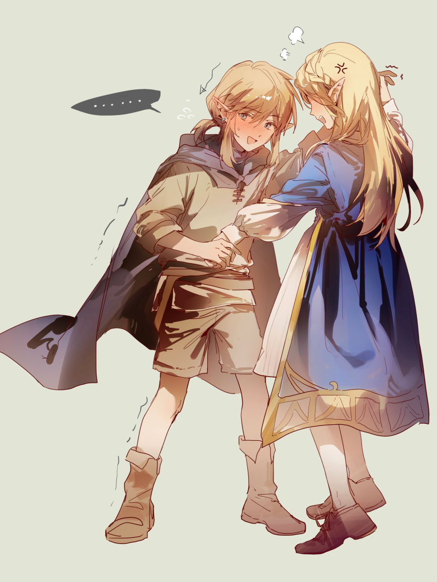 ..., 1boy, 1girl, absurdres, anger_vein, arrow_(symbol), belt, black_cloak