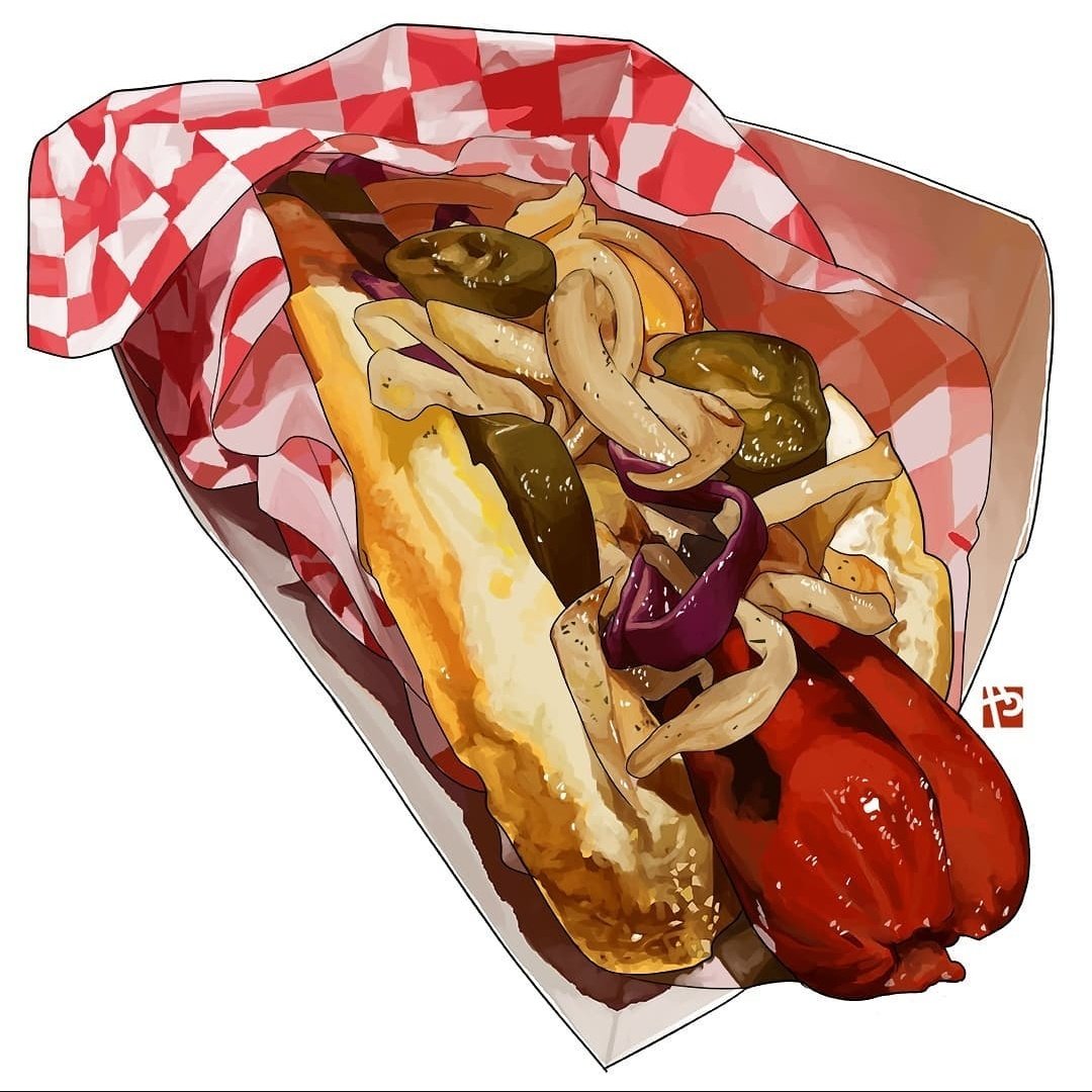 artist_logo, bell_pepper, bell_pepper_slice, bread, chili_pepper, food, food_focus, hot_dog