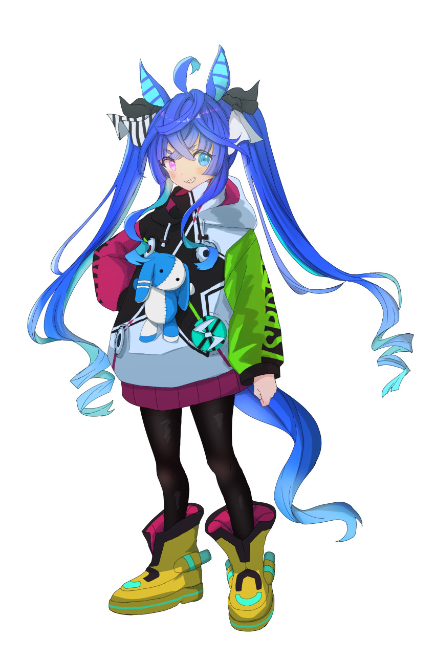 1girl, @_@, absurdres, ahoge, animal_ears, aqua_hair, black_pantyhose, blue_eyes