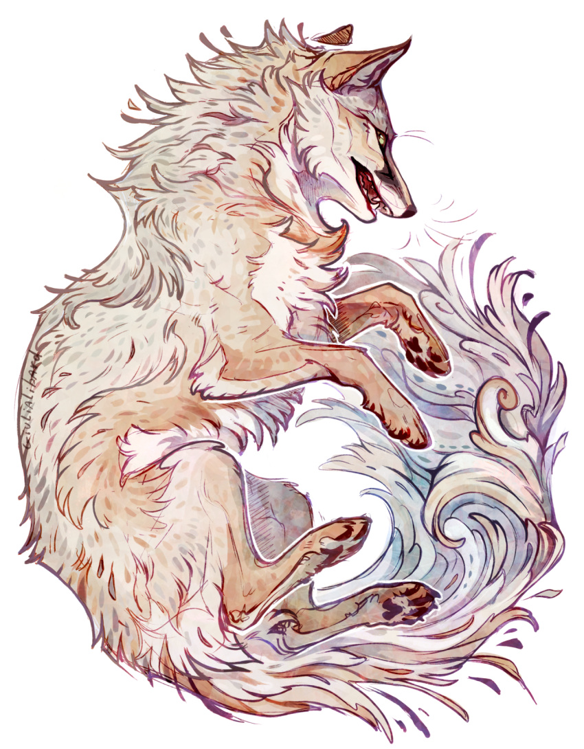 animal, animal_focus, artist_name, floating, fox, from_side, full_body, giulialibard