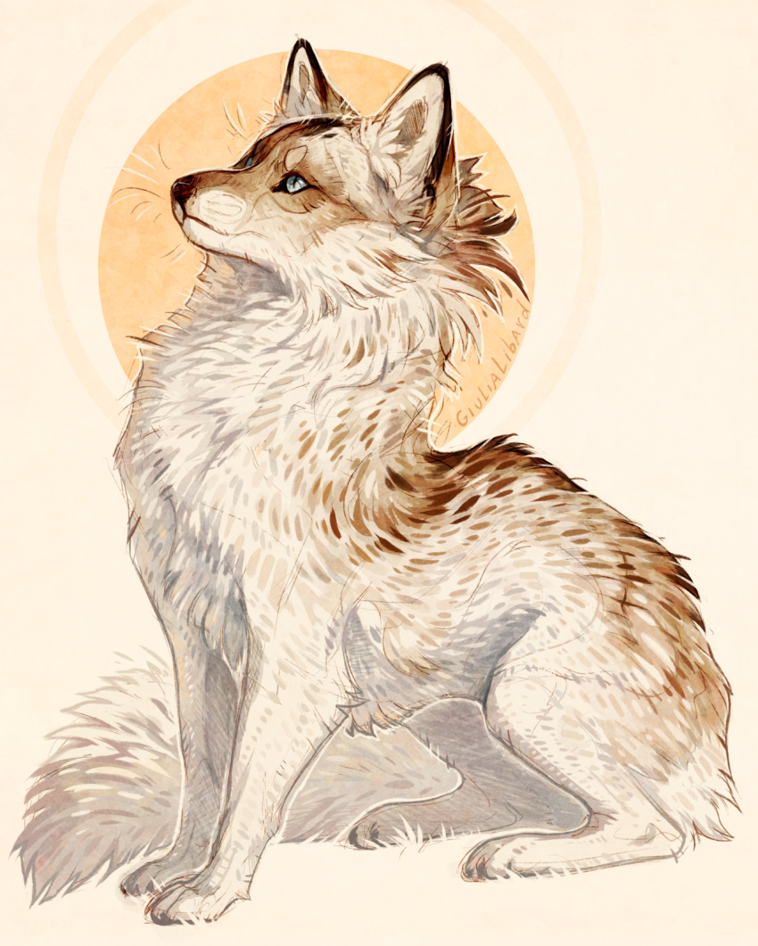 animal, animal_focus, arched_back, artist_name, brown_fur, closed_mouth, fox, full_body