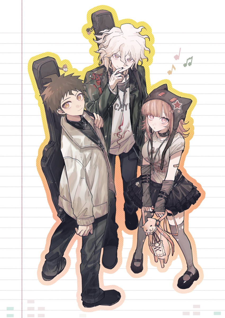 ahoge, alternate_costume, animal_bag, animal_ears, bag, black_footwear, black_jacket, black_pants