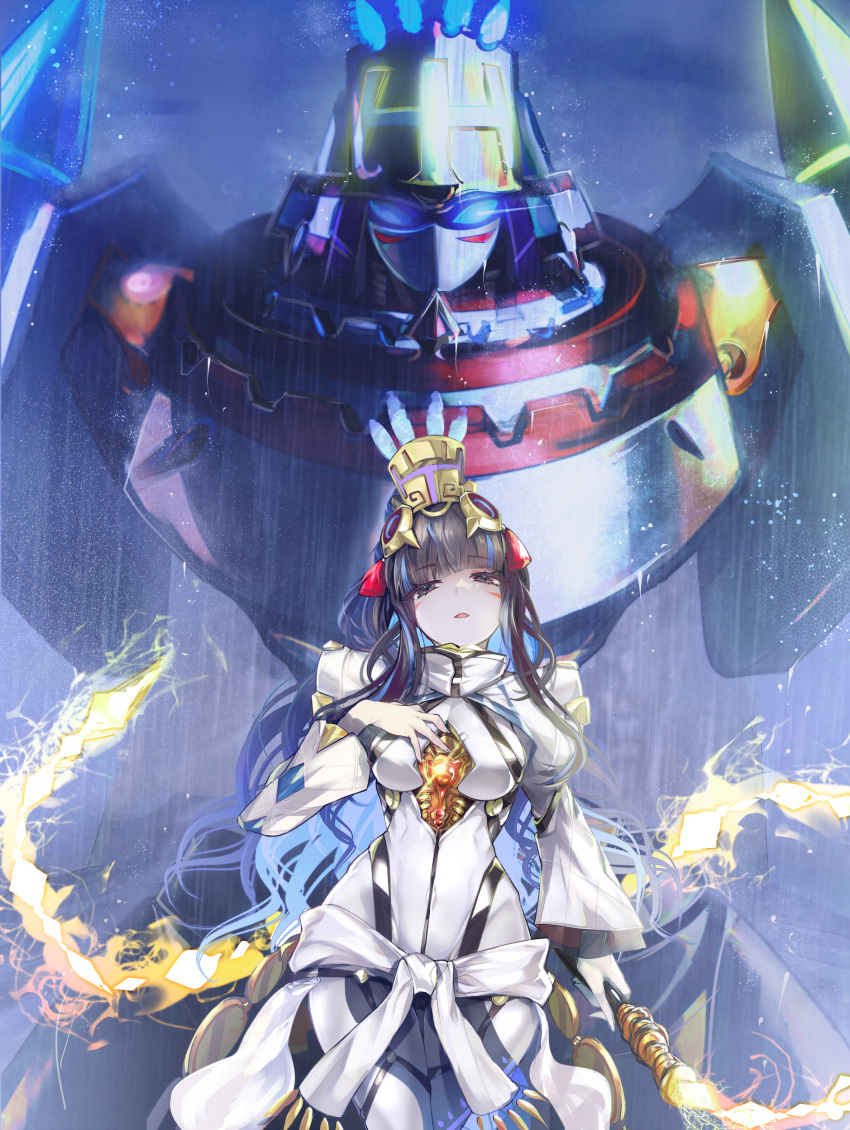 1girl, absurdres, black_hair, blue_hair, colored_inner_hair, fate/grand_order, fate_(series), grey_eyes