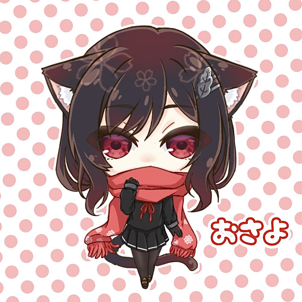 1girl, animal_ears, black_gloves, black_hair, black_serafuku, black_shirt, black_skirt, black_thighhighs