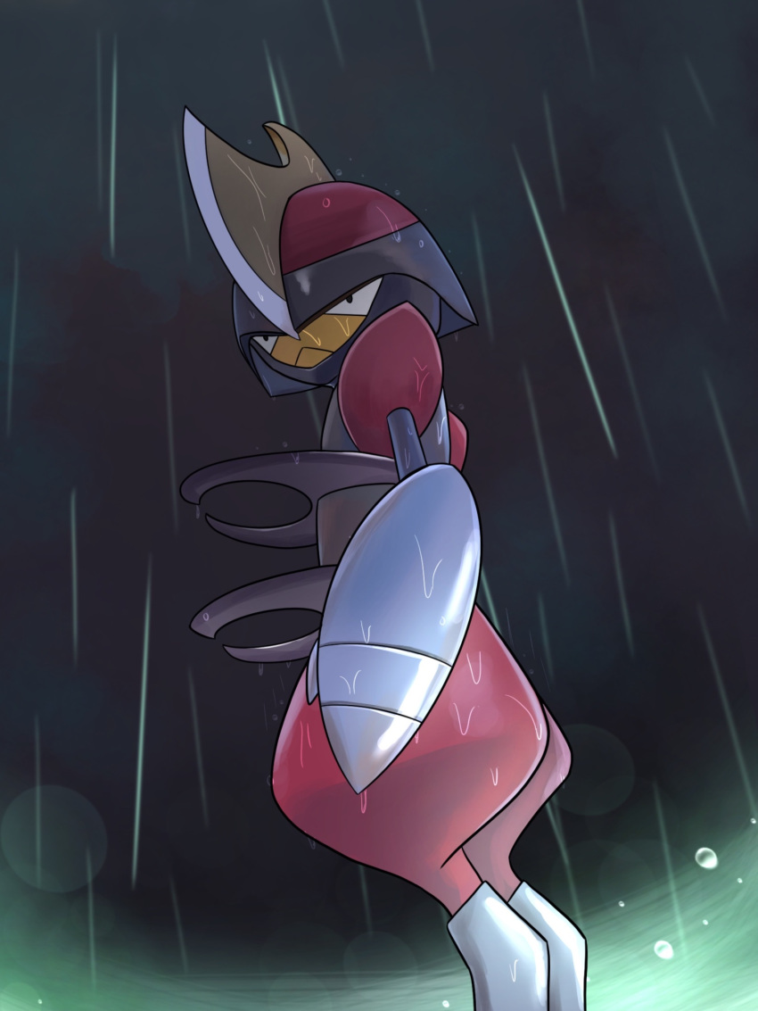 1other, bisharp, black_skin, colored_skin, dark_background, feet_out_of_frame, highres, pokemon