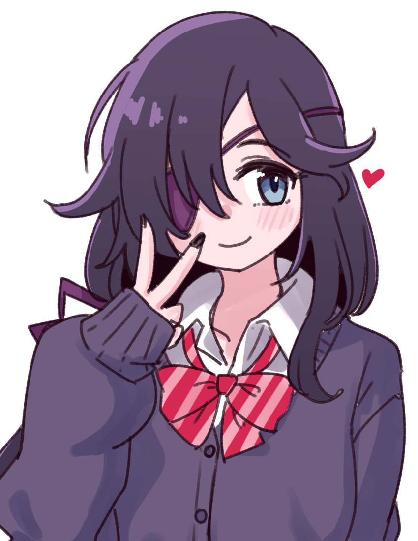 1girl, alternate_costume, blue_eyes, blush, bow, bowtie, closed_mouth, commentary