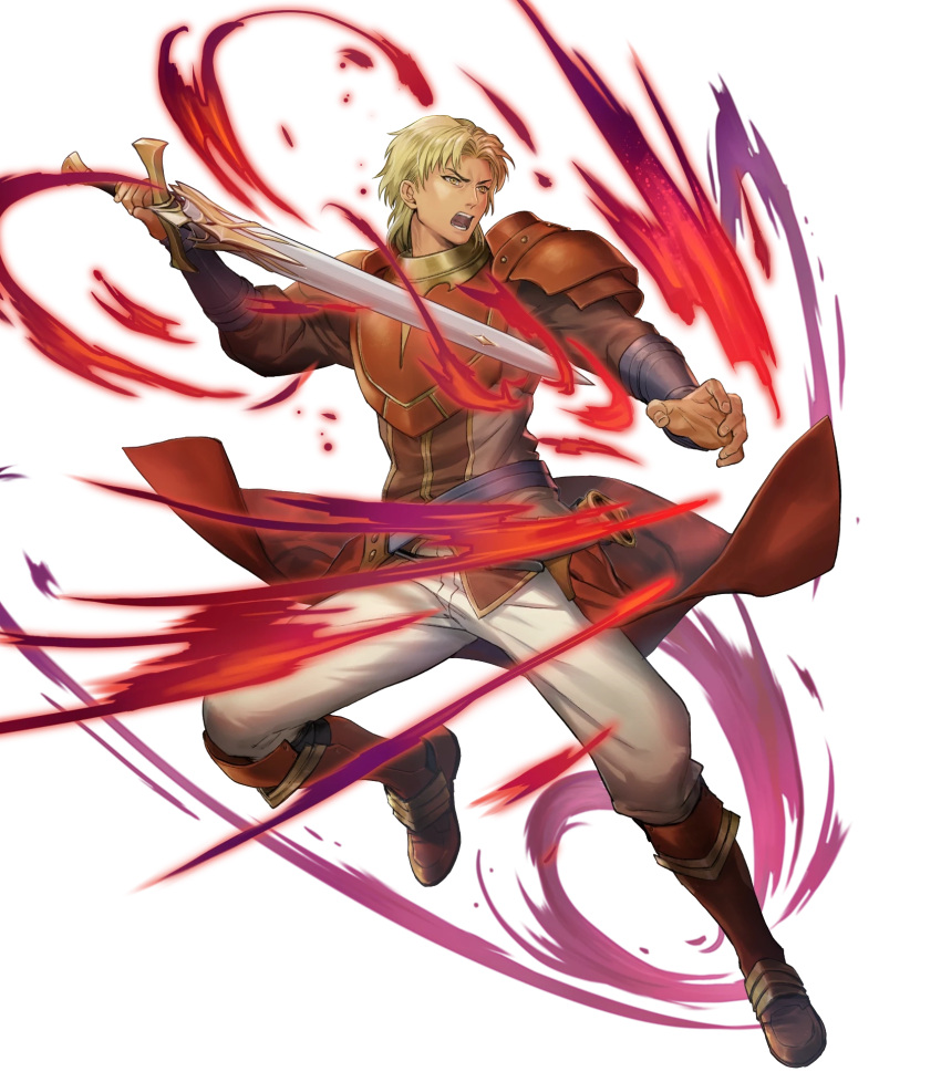 1boy, armor, armored_boots, blonde_hair, boots, dark-skinned_male, dark_skin, fighting_stance