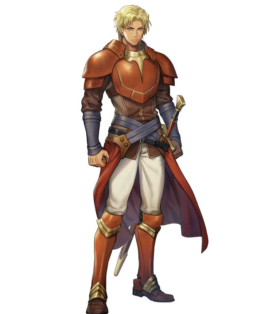 1boy, armor, armored_boots, blonde_hair, boots, closed_mouth, dark-skinned_male, dark_skin
