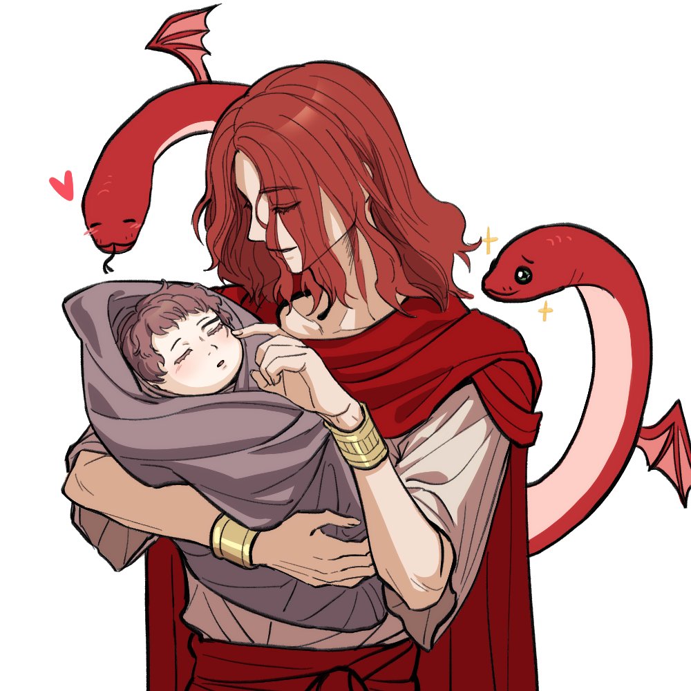 1boy, 1girl, aged_down, baby, bracelet, brother_and_sister, brown_hair, cape