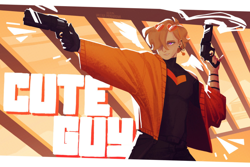 1boy, adapted_costume, ahoge, artist_name, border, bright_pupils, cardigan, character_name