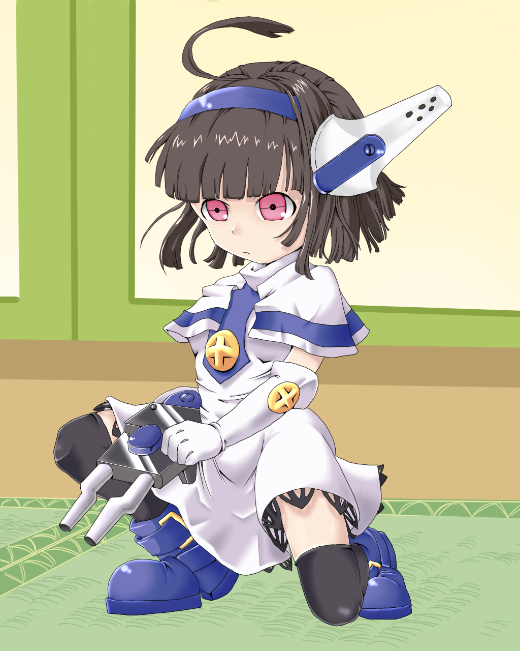 boots, combat-san, gloves, headband, highres, hyoiki, ichigeki_sacchuu!!_hoihoi-san, robot_ears