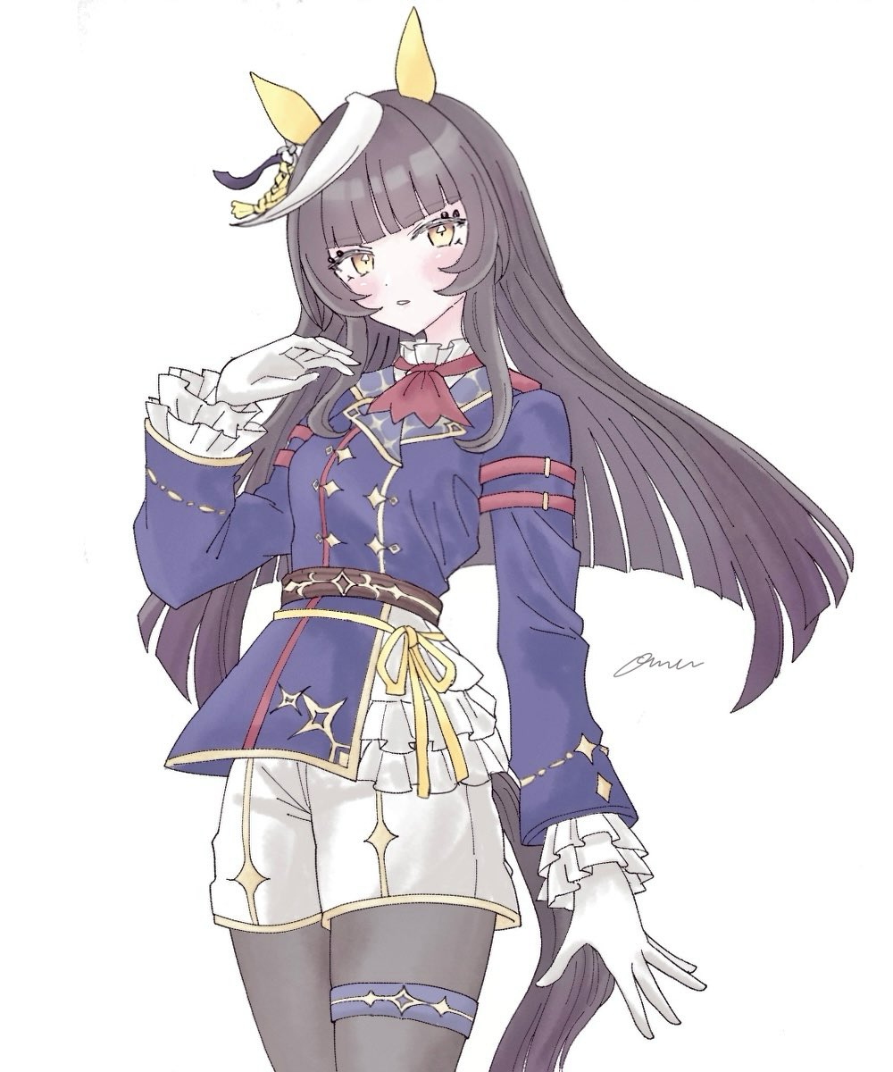 1girl, animal_ears, black_hair, black_pantyhose, blue_jacket, blush, breasts, brown_eyes