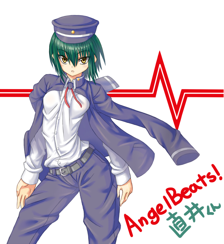 aonozakura_aruto, genderswap, green_hair, hat, naoi_ayato, school_uniform, short_hair, yellow_eyes