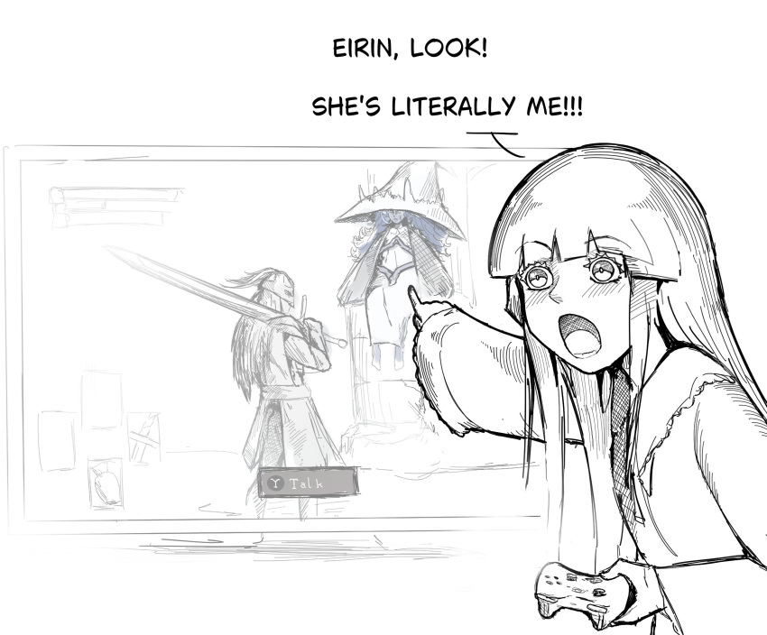 1girl, 4rdilla, commentary, controller, elden_ring, english_commentary, english_text, game_controller