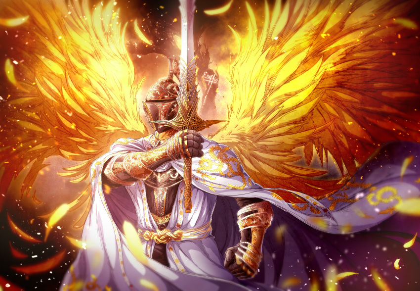 1girl, absurdres, armor, cape, cloak, ediptus, elden_ring, elden_ring:_shadow_of_the_erdtree