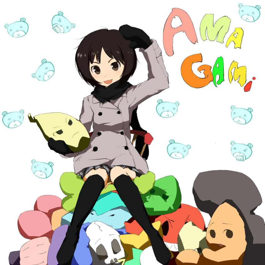 1girl, amagami, highres, kurokoge013, overcoat, scarf, school_uniform, tachibana_miya, thigh-highs, thighhighs