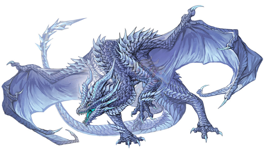 animal_focus, blue_eyes, blue_scales, claws, commission, dragon, full_body, highres