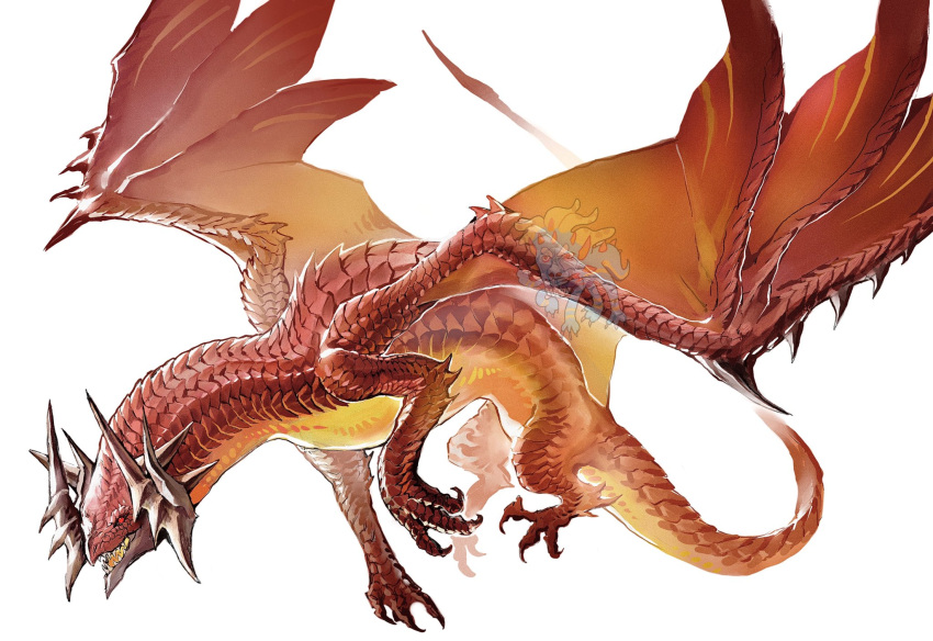 animal_focus, claws, dragon, from_side, full_body, highres, horns, lizardmancc