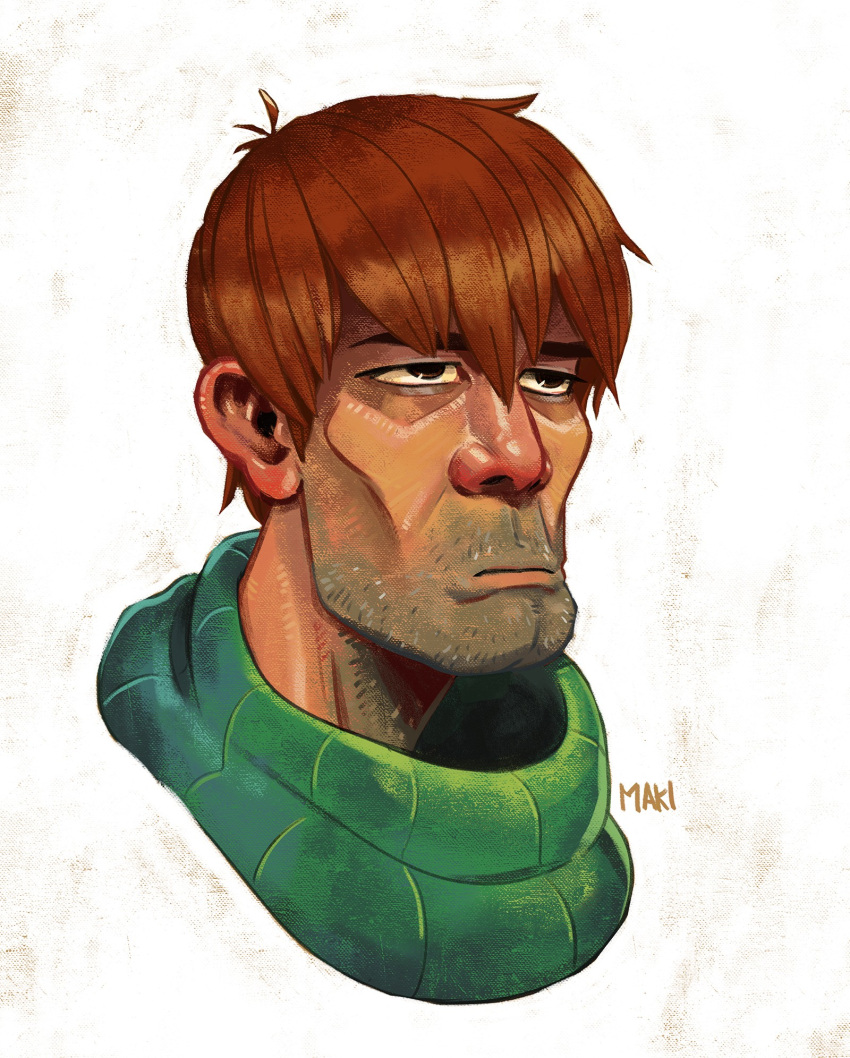 1boy, alternate_species, beard_stubble, cheekbones, chilchuck_tims, chilchuck_tims_(tallman), cropped_head, dungeon_meshi
