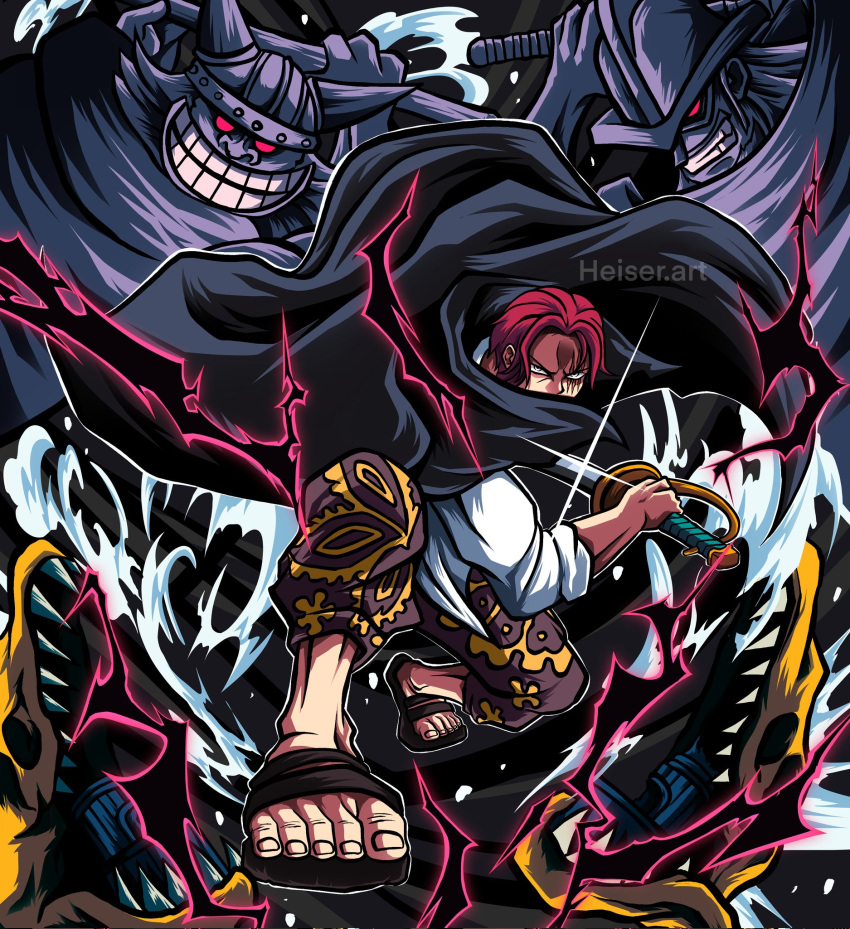 3boys, artist_name, beard, black_cape, brogy, cape, dorry, electricity