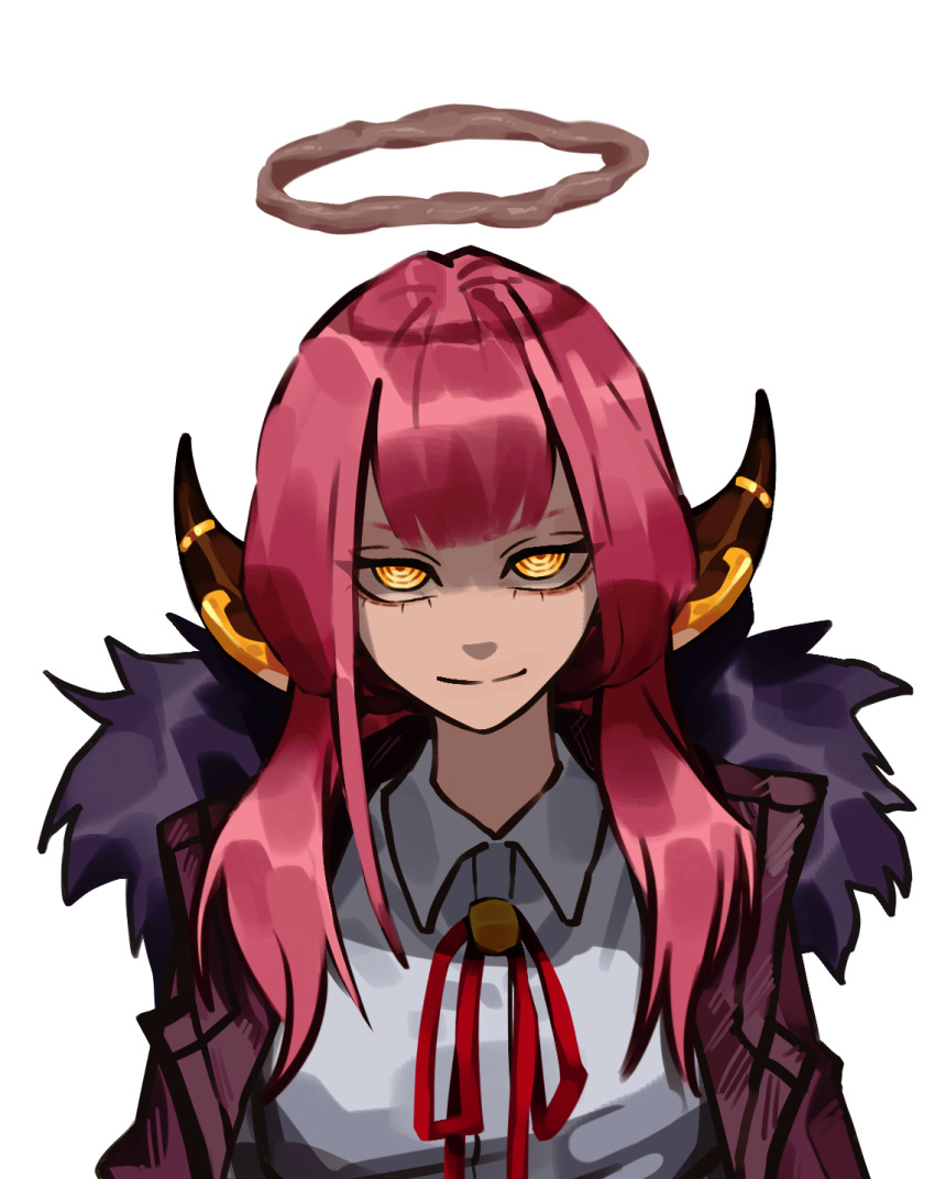 1girl, aru_(blue_archive), blue_archive, demon_horns, dingotoad, glowing, glowing_eyes, half-closed_eyes