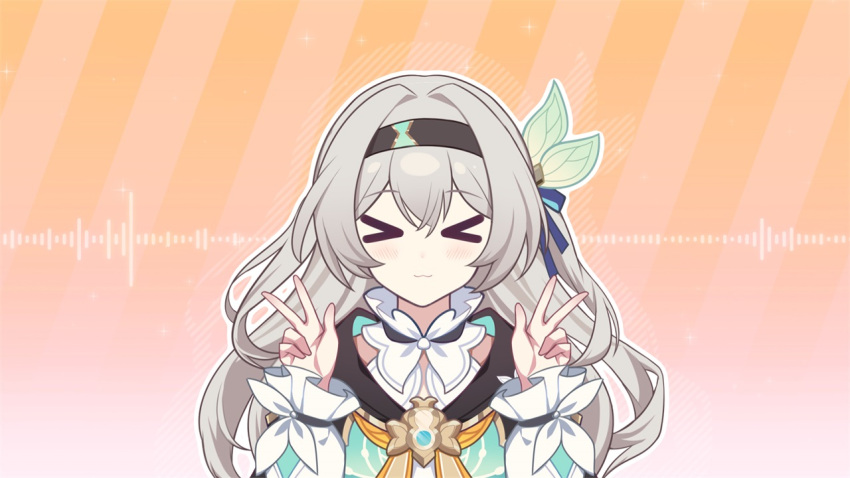 >_<, 1girl, :3, bencao_gangmu_(anquan_sy), black_hairband, blush, collared_shirt, cropped_jacket