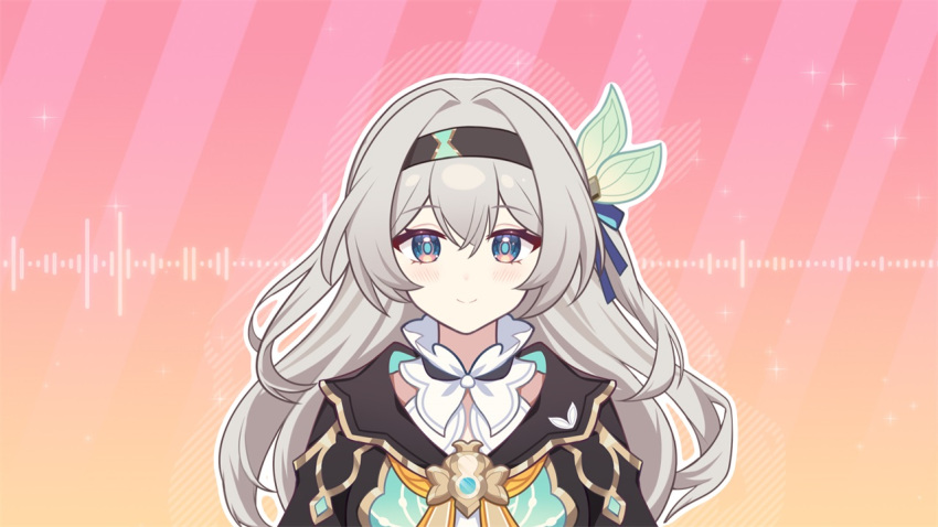 1girl, bencao_gangmu_(anquan_sy), black_hairband, blush, collared_shirt, cropped_jacket, firefly_(honkai:_star_rail), frilled_sleeves