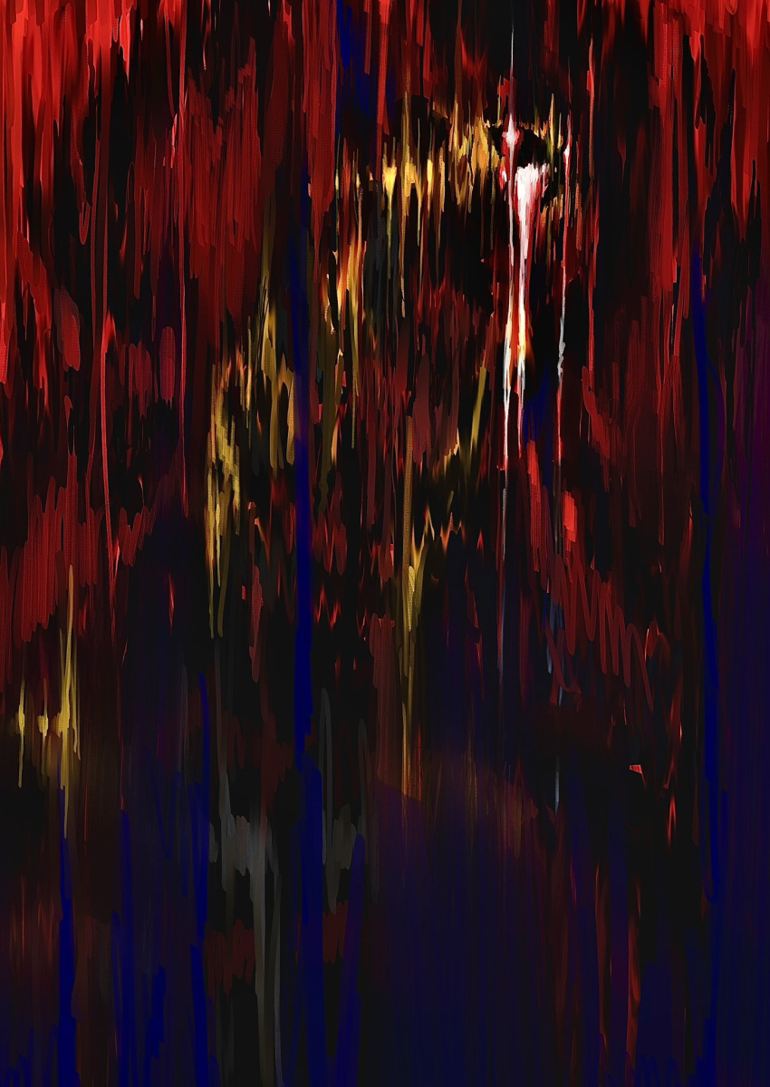 abstract, distortion, distortion_world, futena_goze, giratina, giratina_(origin), glowing, glowing_eye, glowing_mouth, gold, highres, no_humans, open_mouth, pokemon, pokemon_(creature), pokemon_focus, pokemon_legends:_arceus, red_background, red_eyes, solo