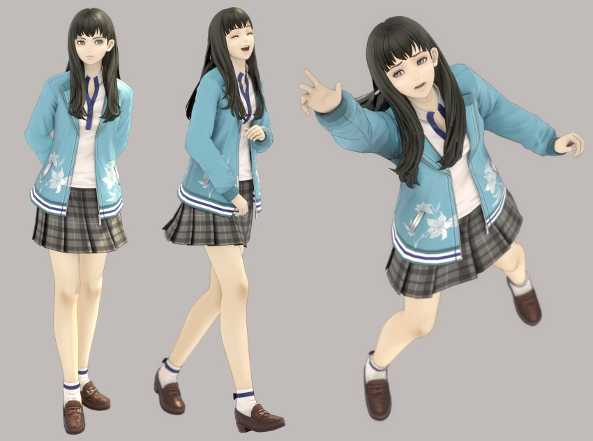 1girl, 3d, blazer, highres, isonokami_tao, jacket, school_uniform, shin_megami_tensei